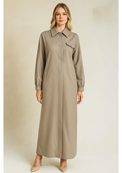 57018 Önden Düğmeli Kol Ucu Manşetli Omzu Apoletli Kaban #10-25#