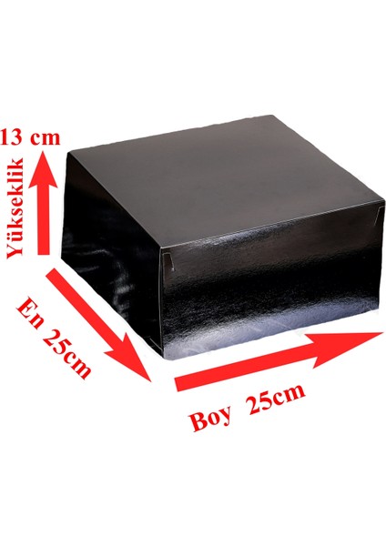 Pasta Kutusu 25X25X13 cm Ebet Siyah Kutu 1 Adet Gelecek