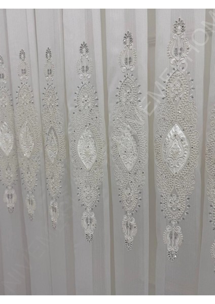 Nivemeshome Elisya 3812 Gümüş Işıltılı 1/2,5 Pileli Bambu Tül Perde indirimleri