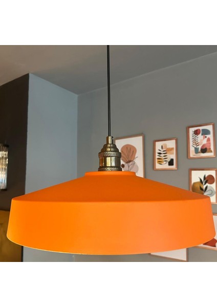 Açe Turuncu Tekli Eskitme Lale Başlık Avize Retro Sarkıt Ofis Showroom Salon Mutfak Avizeleri