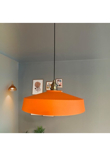 Açe Turuncu Tekli Eskitme Lale Başlık Avize Retro Sarkıt Ofis Showroom Salon Mutfak Avizeleri modelleri