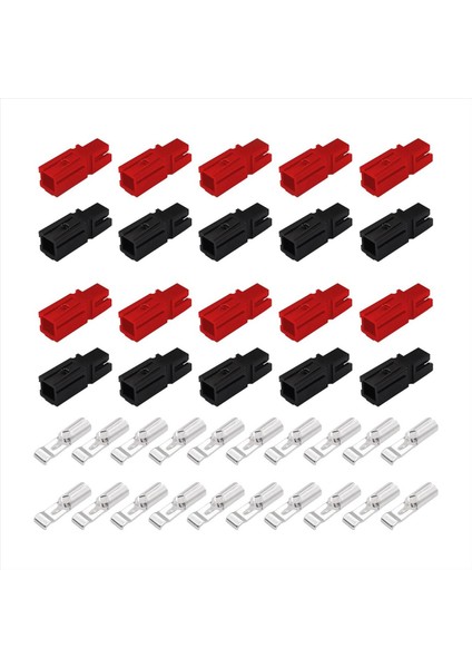 20 Adet Konektör Hızlı Bağlantıyı Kesme Çeşit Kiti Kırmızı ve Siyah ve Gümüş Muhafaza Awg 12-16 Ağır Hizmet Tipi Temas 600V 30A (Yurt Dışından)