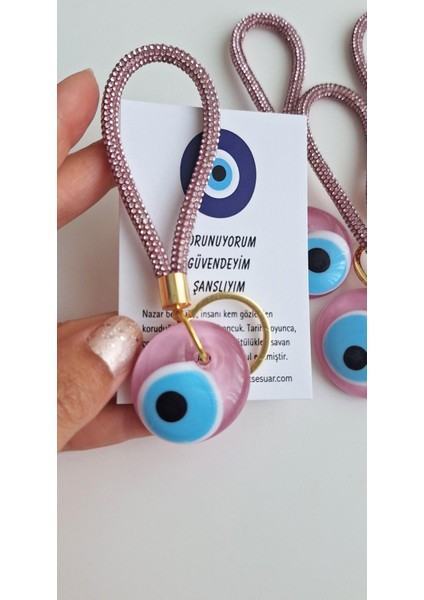 Lüks Hediyelik Orjinal Gerçek Cam ve Zirkon Taşlı Anahtarlık - Çanta Süsü - 12 cm