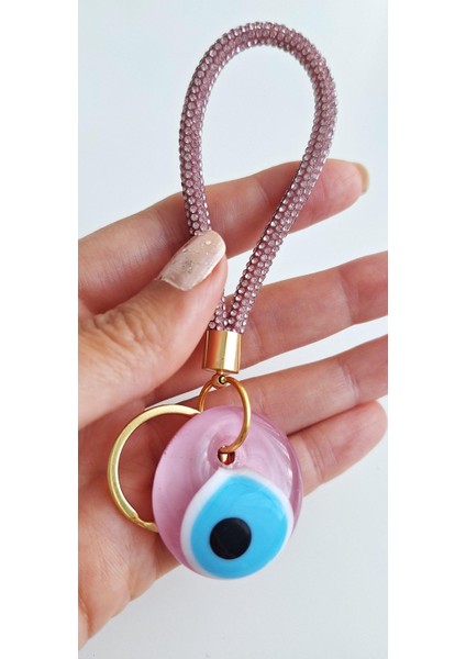 Lüks Hediyelik Orjinal Gerçek Cam ve Zirkon Taşlı Anahtarlık - Çanta Süsü - 12 cm indirimleri