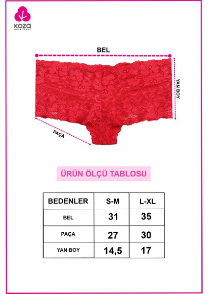 Kadın 3'lü Dantelli Boxer Külot (Farklı Dantel Seçenekleri) fiyatları