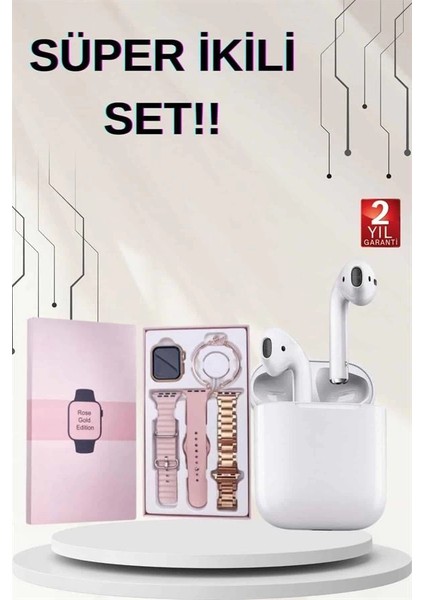 Buğz 3 Kordonlu Dokunmatik Ekran Akıllı Saat ve 2.nesil Kablosuz Bluetooth Kulaklık Anc/enc fiyatları