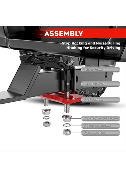 Hitch Sıkıcı Anti Çırpma Kelepçesi 1 25 Inç ve 2 Inç Römork Parkurları Kauçuk Izolatörü ve Anti Pas (Yurt Dışından) modelleri
