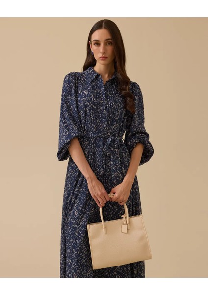 1002 Kol Ucu Lastikli Boydan Düğmeli Gömlek Yaka Günlük Elbise 10002521311002 #10-25# fiyatları