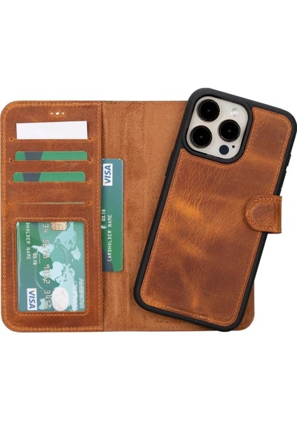 Buğz Apple iPhone 15 Pro Max Uyumlu Deri Cüzdanlı Kılıf Mwwn G19 Taba indirimleri