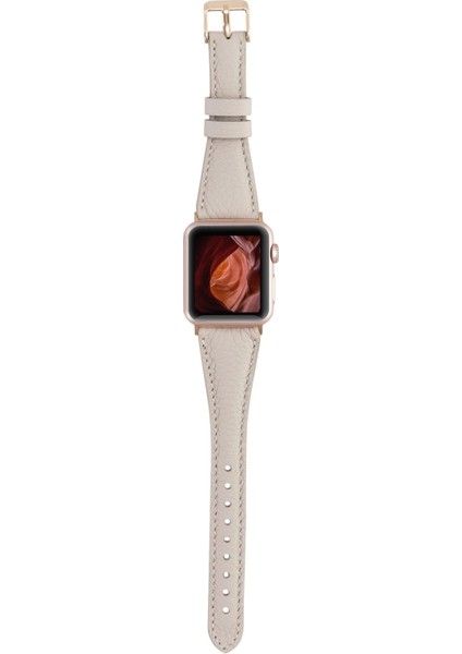 Buğz Apple Watch Uyumlu Deri Kordon 38-40-41MM Slim Erc3 Bej modelleri