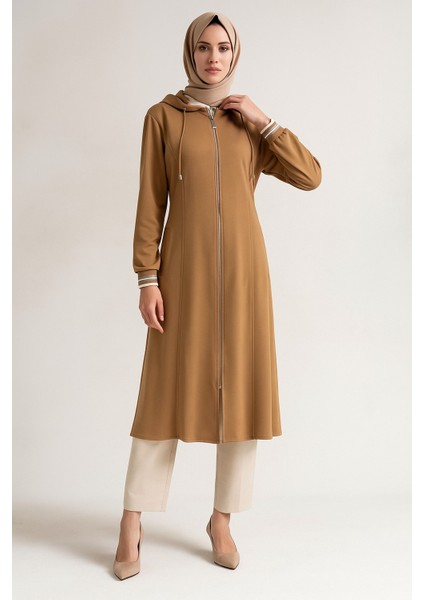 65008 Kapişonlu Önden Fermuarlı Kol Ucu Lastikli Kap #10-25#