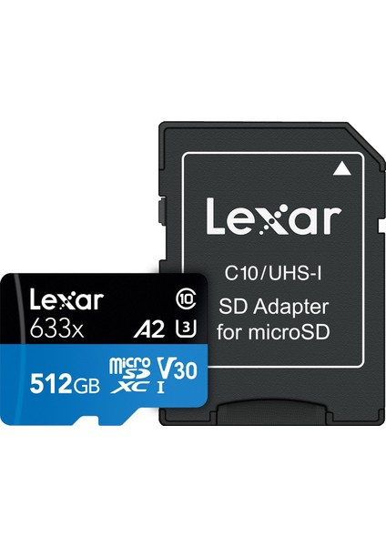 512gb microSDXC™ UHS-I, SD adaptörlü, 100 MB-snye kadar okuma, 70 MB-snye kadar yazma