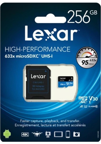 512gb microSDXC™ UHS-I, SD adaptörlü, 100 MB-snye kadar okuma, 70 MB-snye kadar yazma fırsatları