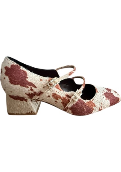 Cinnamon Tüylü Kare Burun Kısa Topuk Ayakkabı fırsatları