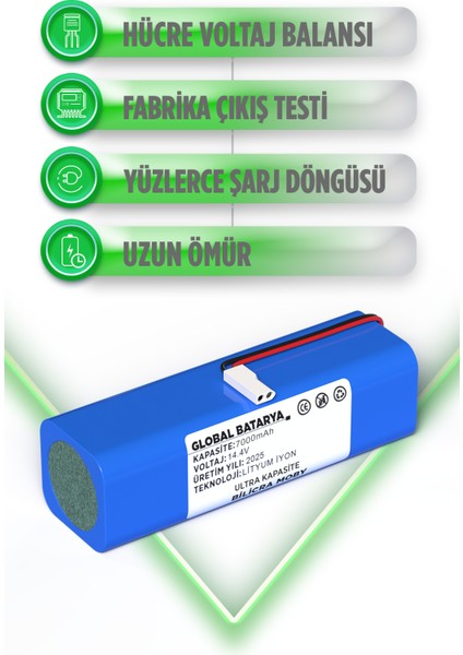 Bilicra Moby Uyumlu Akıllı Robot Süpürge Batarya 14.4V 7000MAH Li-Ion Pil (Ultra Kapasite) modelleri
