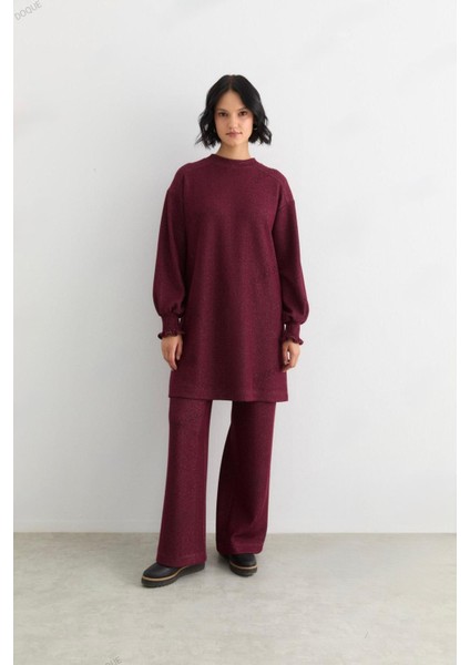 56104 Önden Yarım Fermuarlı Tunik Ucu Oval Sim Iplikli Takım #10-25#