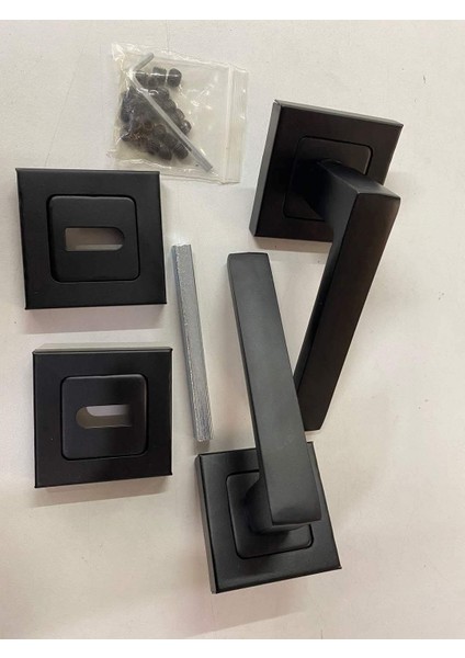 Kare Rozetli Lama Siyah Oda Kapı Kolu Takımı (1 Takım – Iç Kapı Kolu Seti) fırsatları