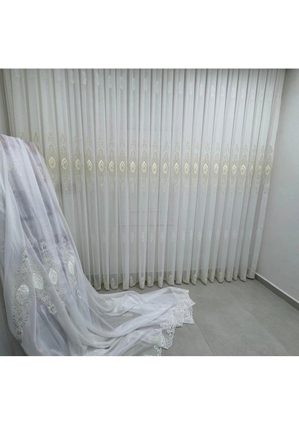 Nivemeshome Elisya 3812 Gold Işıltılı 1/2,5 Pileli Bambu Tül Perde