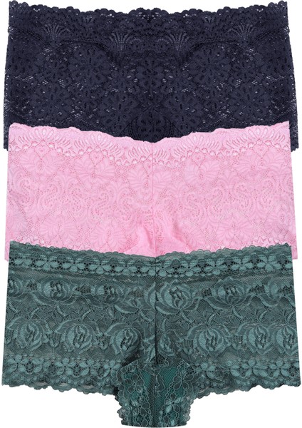 Kadın 3'lü Dantelli Boxer Külot (Farklı Dantel Seçenekleri)