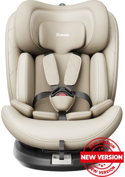 Yeni Versiyon Yoyko Ultimate V2 I-Size Dönebilir Yatabilir 0-36 kg Oto Koltuğu Isofıx/sıp/latch Krem