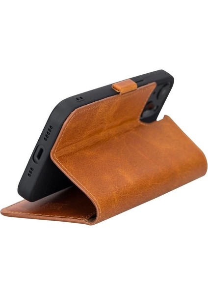 Buğz Apple iPhone 13 Uyumlu Deri Cüzdanlı Kılıf Antik Taba fırsatları