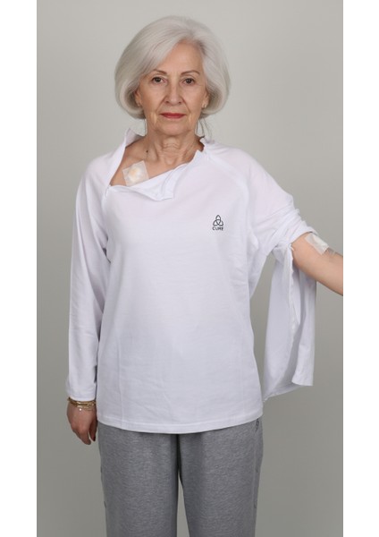 Cure Adaptif Kemoterapi Hasta Bakım Kıyafeti Beyaz