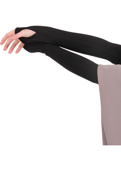 Parmak Geçmeli Kaymayan Terletmeyen 45CM Likralı Penye Kolluk 1 Çift - Siyah fiyatları