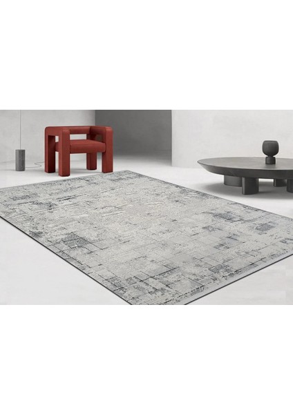 Moda 1133 Gri Modern Tasarım Dekoratif Polyester Yolluk Salon Mutfak Halısı