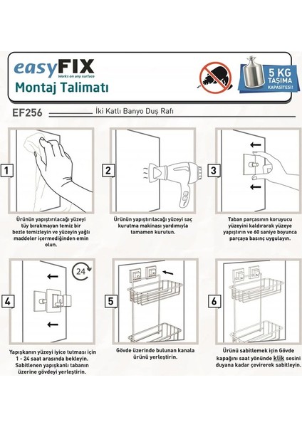 Banyo Rafı 2 Katlı Paslanmaz Easyfix Siyah S242 fırsatları