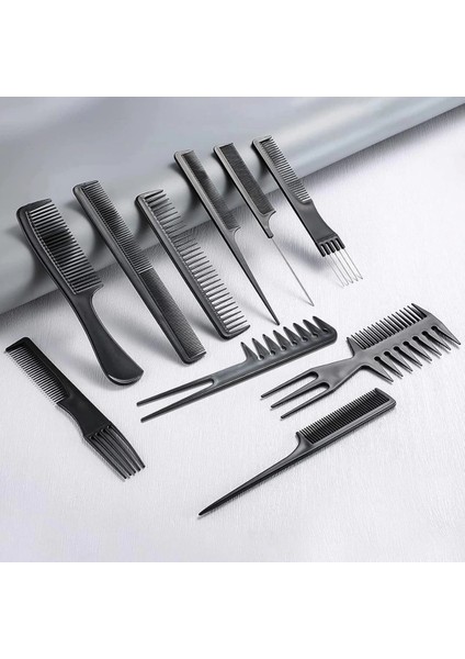 Buğz 10 Parça Profesyonel Kuaför Tarak Seti - Saç Kesim, Ayırma, Şekillendirme ve Fön Tarağı fırsatları