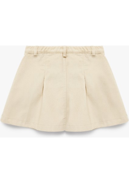 Düğmeli Diz Üstü Pileli Pamuklu Etek fiyatları