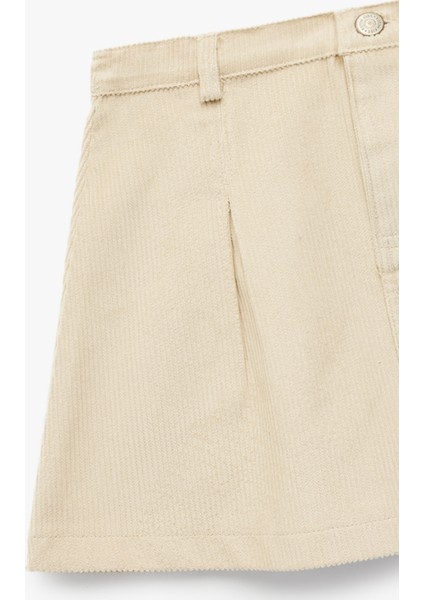 Düğmeli Diz Üstü Pileli Pamuklu Etek modelleri