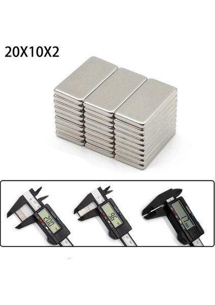 Buğz 100 Adet 20X10X2 mm Neodyum Mıknatıs Köşeli Magnet N35 Nikel Kaplama Güçlü Kaliteli Dayanıklı indirimleri