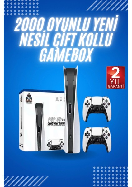 Buğz 4K Hd Klasik Retro Game Box 3000 Oyunlu Çift Kollu Çift Kişilik Oyun Konsolu