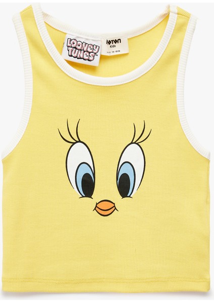 Tweety Lisanslı Baskılı Pamuklu Kolsuz Bisiklet Yaka Atlet