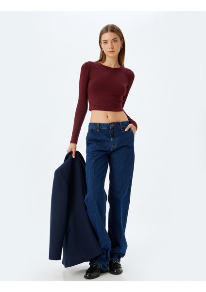 Kaşkorse Uzun Kollu Bisiklet Yaka Basic Crop Body