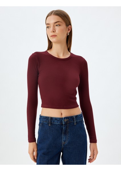 Kaşkorse Uzun Kollu Bisiklet Yaka Basic Crop Body modelleri