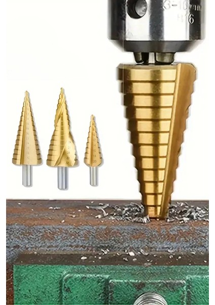 Buğz 3 Parça Kademeli Matkap Ucu Paslanmaz Uç Alüminyum Sac Demir Delme Seti