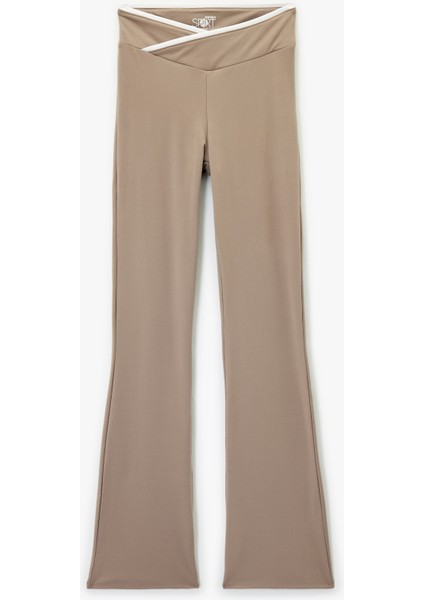 Biyeli Yüksek Bel Ispanyol Paça Spor Tayt