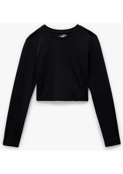 Uzun Kollu Bisiklet Yaka Slim Fit Spor Tişört