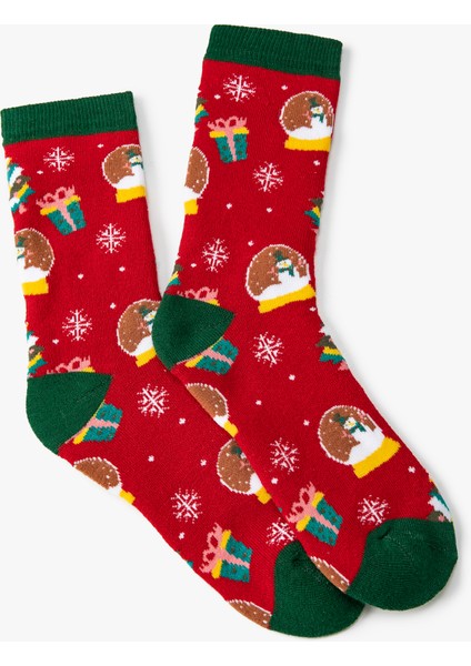 Yılbaşı Çorabı Havlu Çok Renkli Desenli