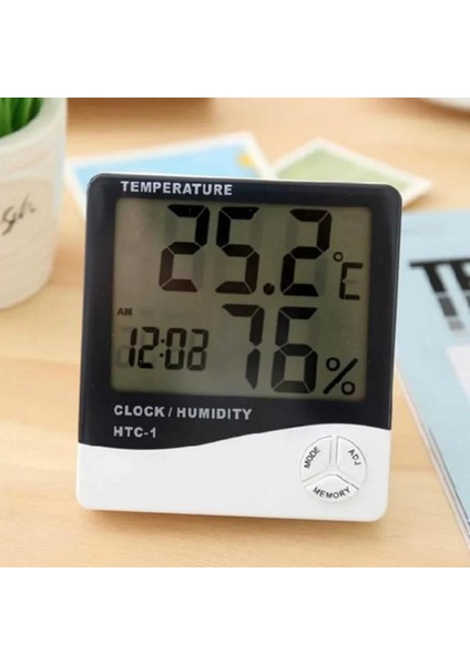 Iç Mekan Higrometre (Nem Ölçer) ve Termometre, Büyük Ekran, Masa Ayaklı, Asmalı,, Elektronik ve Nem Ölçer