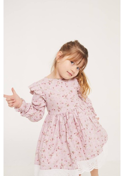 Çiçek Desenli Fisto Elbise 2-8 Yaş KET002