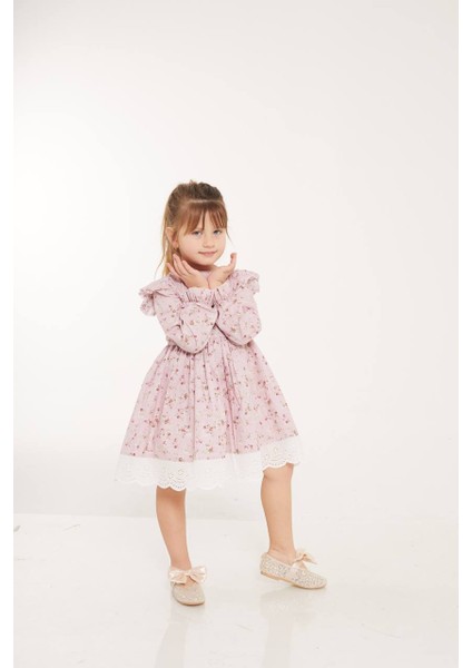 Çiçek Desenli Fisto Elbise 2-8 Yaş KET002 modelleri