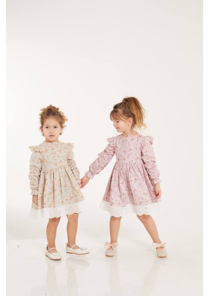 Çiçek Desenli Fisto Elbise 2-8 Yaş KET002