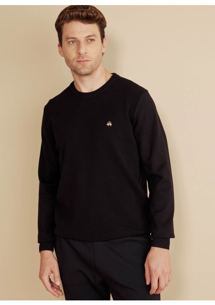 Bisiklet Yaka Standart Siyah Erkek Kazak BBFW25MKL001