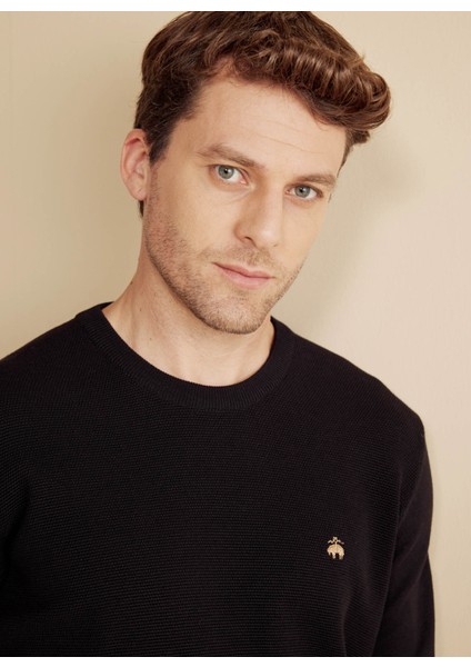 Bisiklet Yaka Standart Siyah Erkek Kazak BBFW25MKL001 fırsatları