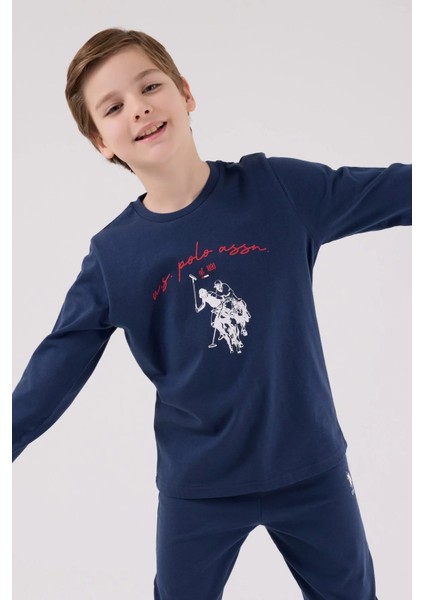 U.s. Polo Assn Uzun Kol Pijama Takım US2233-4 Koyu Indigo fırsatları
