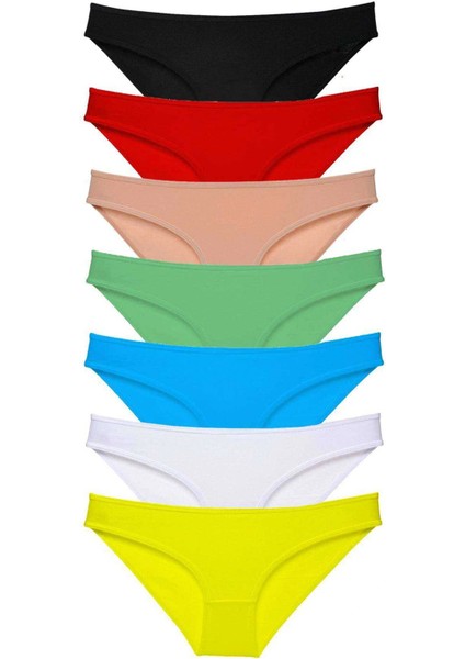 7 Adet Süper Eko Set Likralı Kadın Slip Külot Çok Renkli