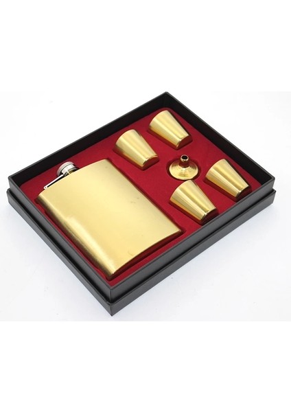 Buğz Paslanmaz Çelik 4 Shot Bardaklı Matara Seti ALK2663